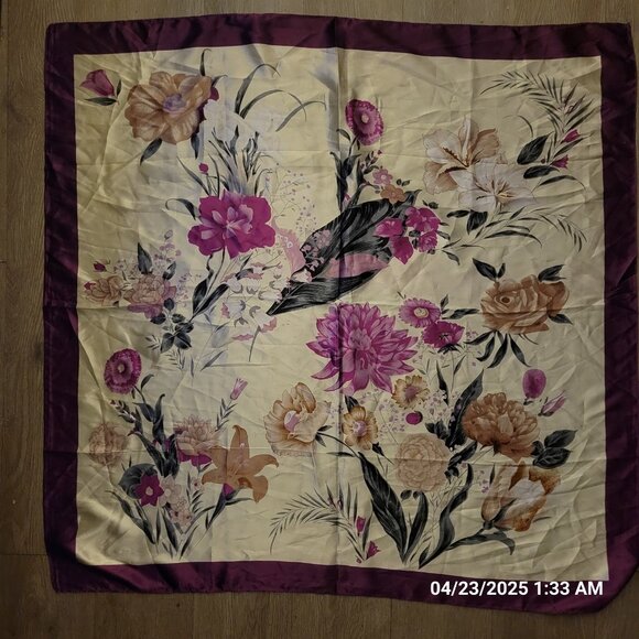 Unbranded Accessories - Spring Scarf Colorful Floral Silky 34" X 34"